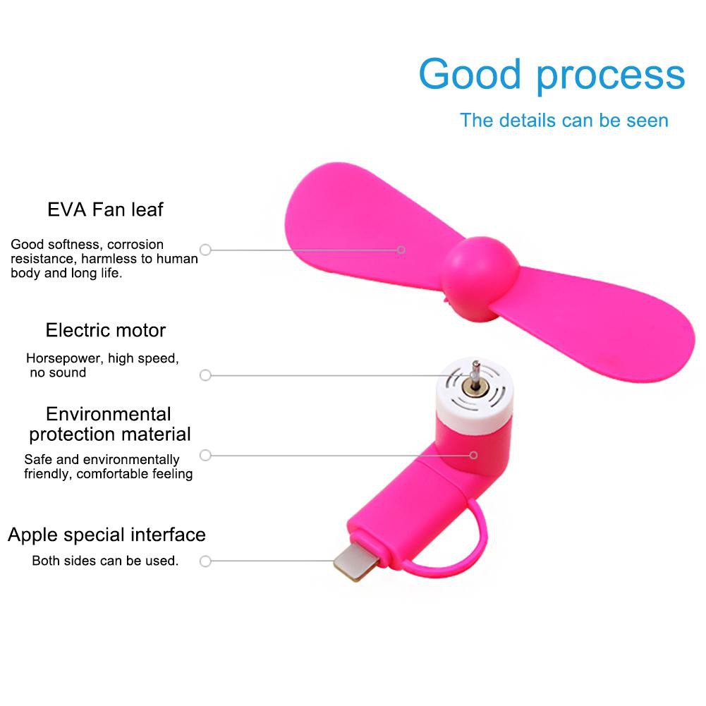 Quạt mini 2in 1 IOS android quạt điện thoại mát mini siêu dễ thương