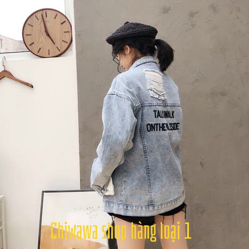 [HCM]Áo khoác jean nữ xám trắng form rộng - áo khoác jeans unisex Hàn Quốc Talk cực đẹp chuẩn shop BB0309