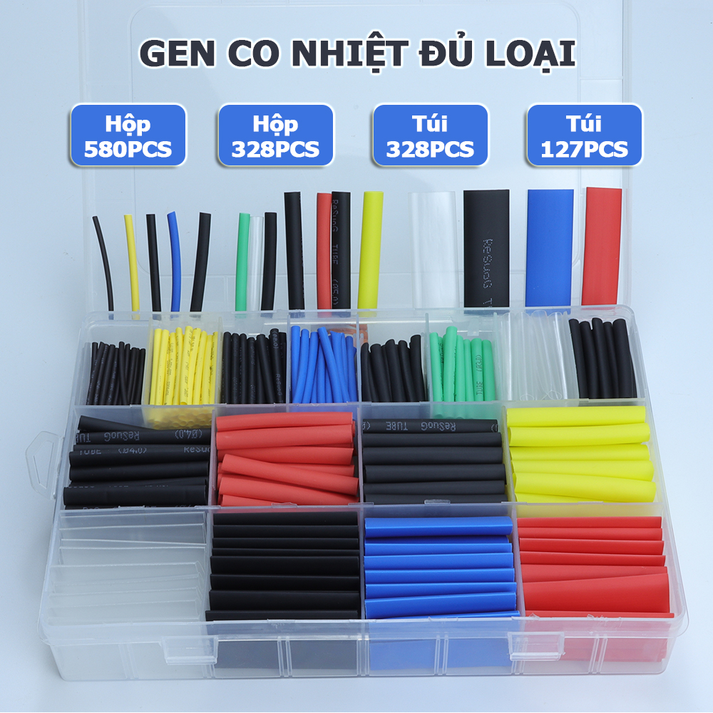 Bộ tổng hợp hộp 580 328 túi 127 328 ống gen co nhiệt cắt sẵn đủ kích thước