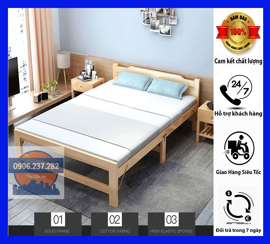 Giường ngủ gỗ thông xếp gọn Hàn Quốc size 60 đến 150cm KÈM NỆM, giường ngủ gấp gọn, giường gỗ gấp gọn, giường gấp gọn văn phòng, giường cá nhân, giường đơn gấp gọn