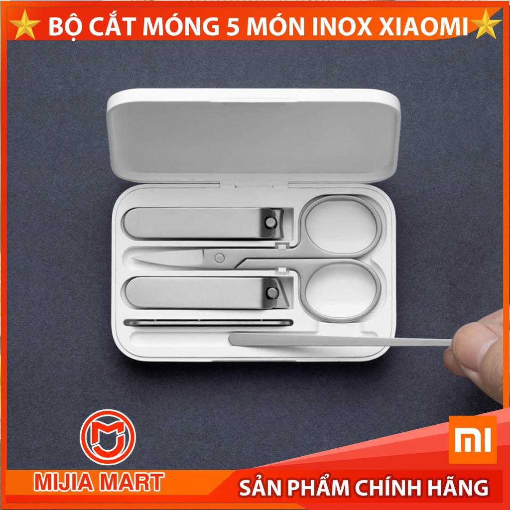 Bộ cắt móng 5 món xiaomi. Bộ dụng cụ làm móng bằng inox mijia.