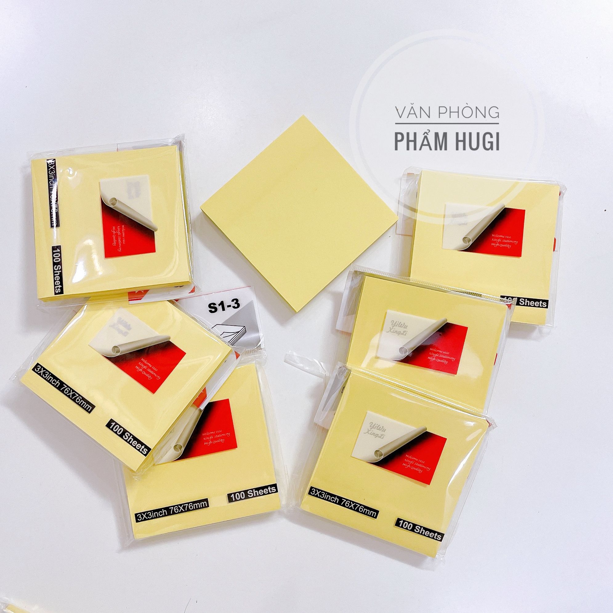 Giấy notes vàng hình vuông (76x76mm) xấp gồm 100 tờ