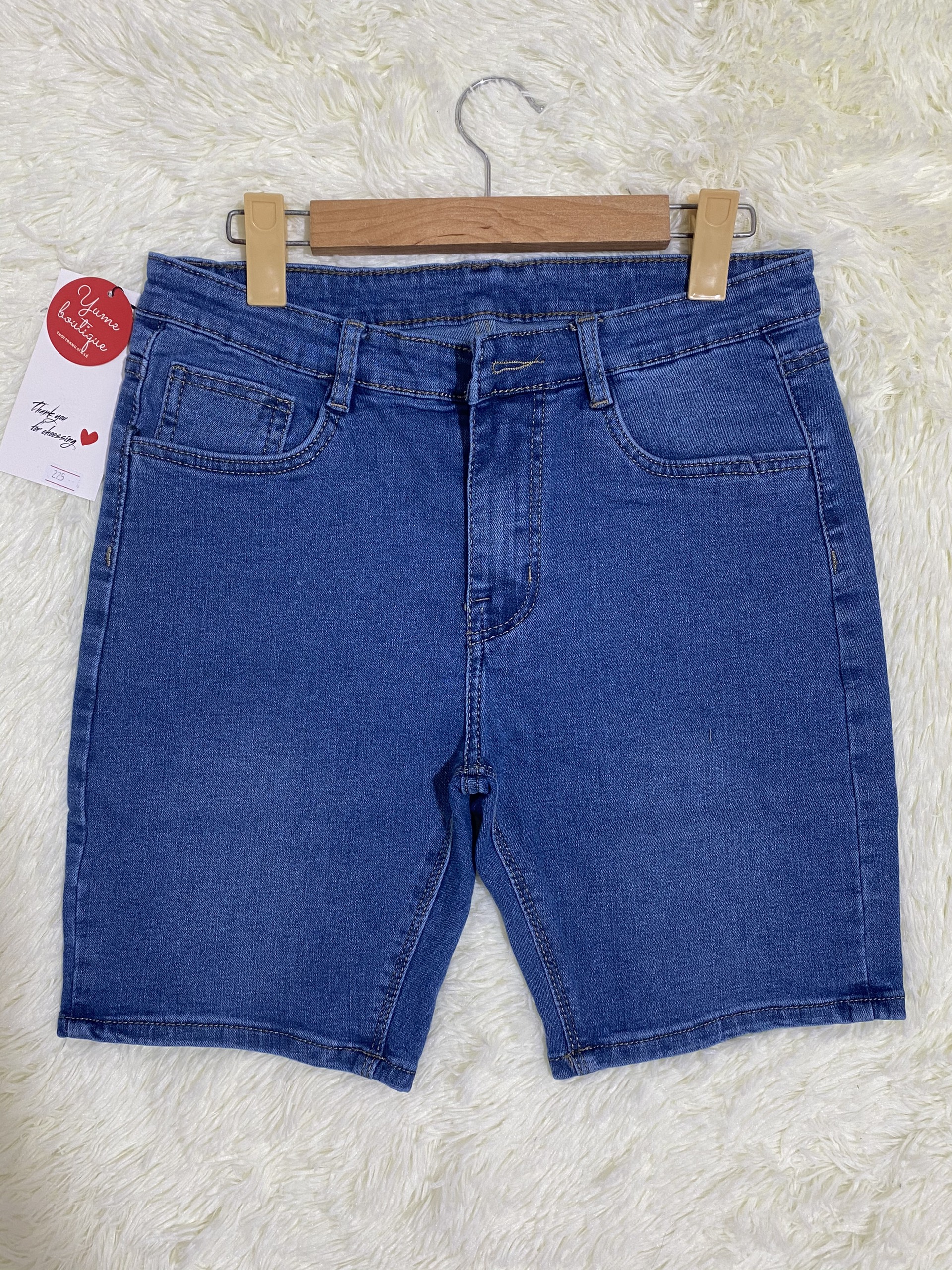 Quần đùi jeans nữ lưng cao big size cao cấp vải dày và co giãn yume