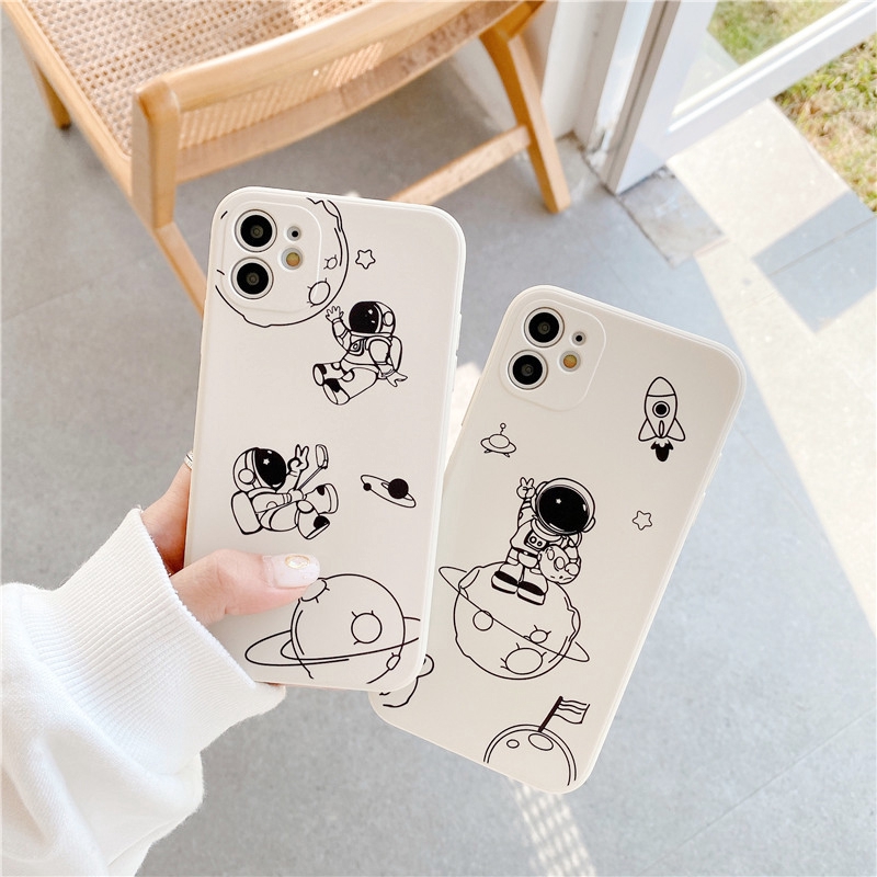 Ốp lưng iphone vuông cạnh hình astronaunt 6/6plus/6s/6splus/7/7plus/8/8plus/x/xr/xs/11/12/pro/max/plus/promax-Awifi T6-2