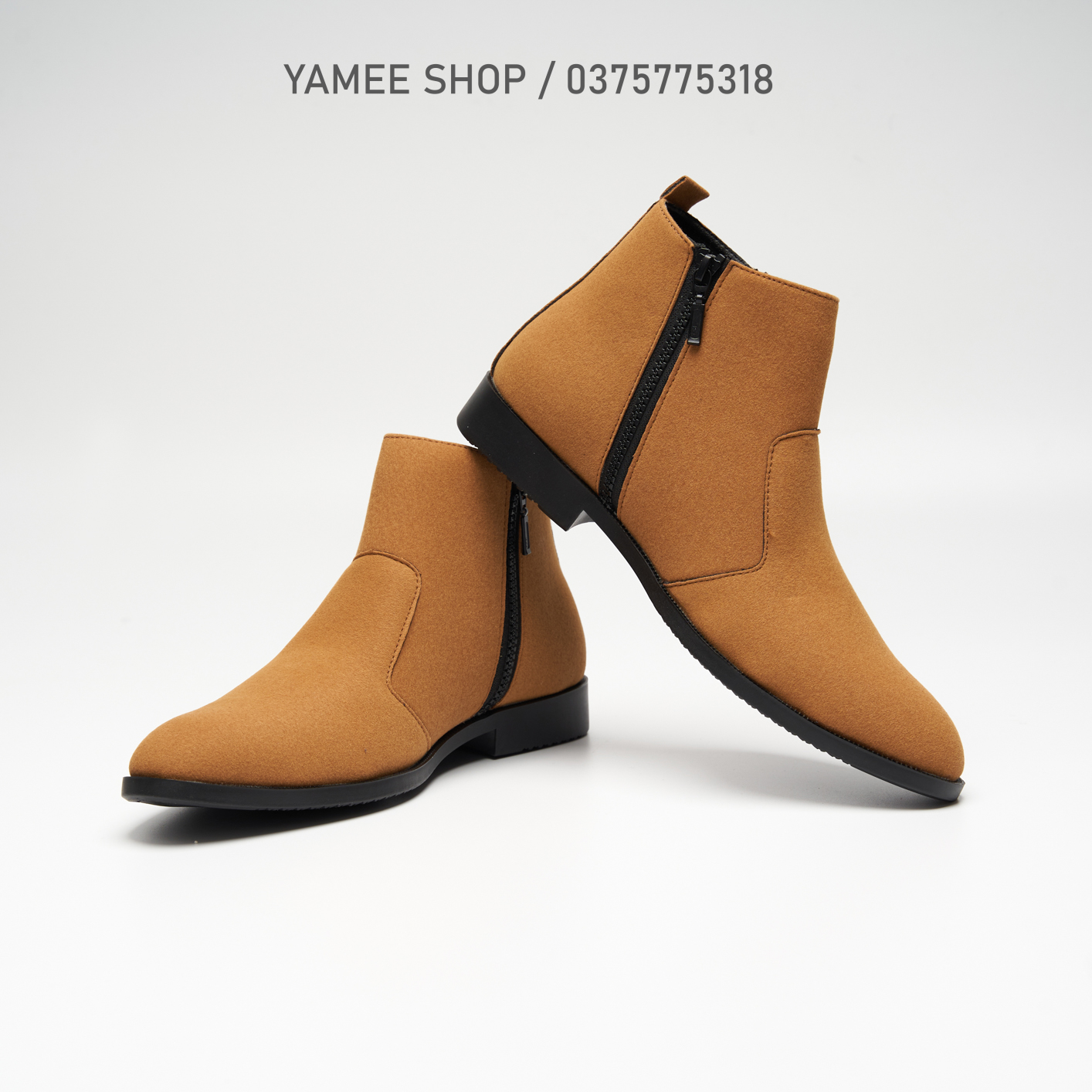 Giày chelsea boots da lộn, cổ cao, đế khâu chắc chắn