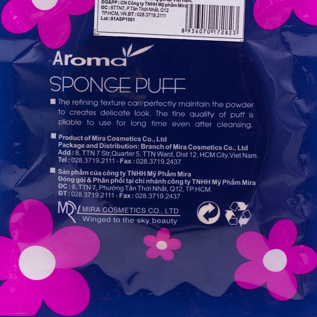 Bông rửa mặt bọt biển Massage Aroma Sponge Puff Hàn Quốc 7g