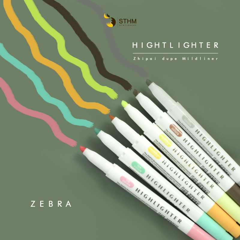 Bút Highlighter - Zhipai dupe Mildliner Zebra - Bút đánh dấu 2 đầu - STHM Stationery