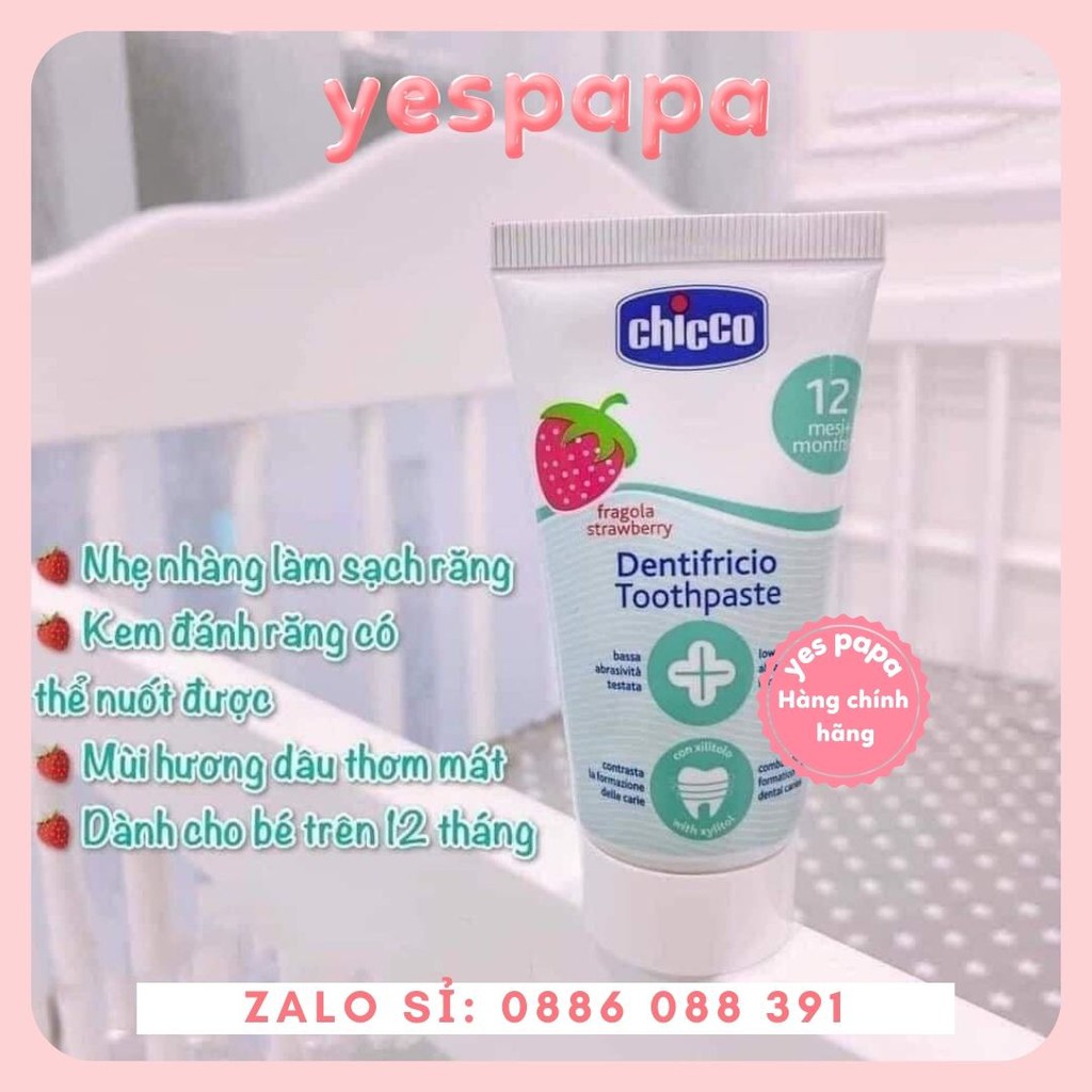 Kem Đánh Răng Hương Dâu 12M+ Chicco Nuốt Được