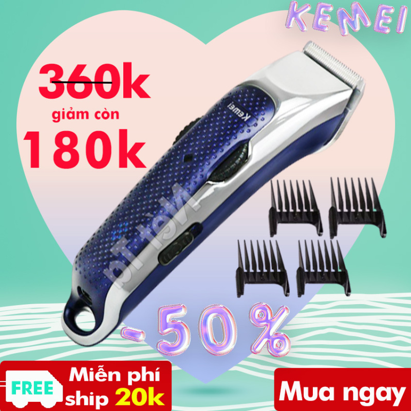 Tông đơ cắt tóc 2 mức tốc độ Kemei KM-5020 (Màu bạc phối xanh) nhập khẩu