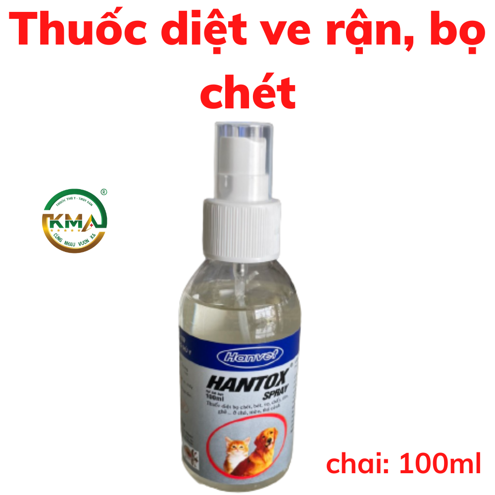 Phun xịt diệt bọ chét, ve, rận, ghẻ - Hantox spray 100ml