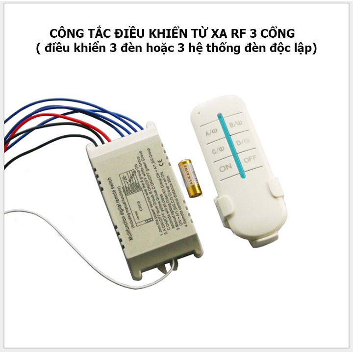 Công tắc điều khiển từ xa 4 cổng Touxin rf xuyên tường không dây, bộ điều khiển từ xa, dieu khien tu xa, cong tac dieu khien tu xa