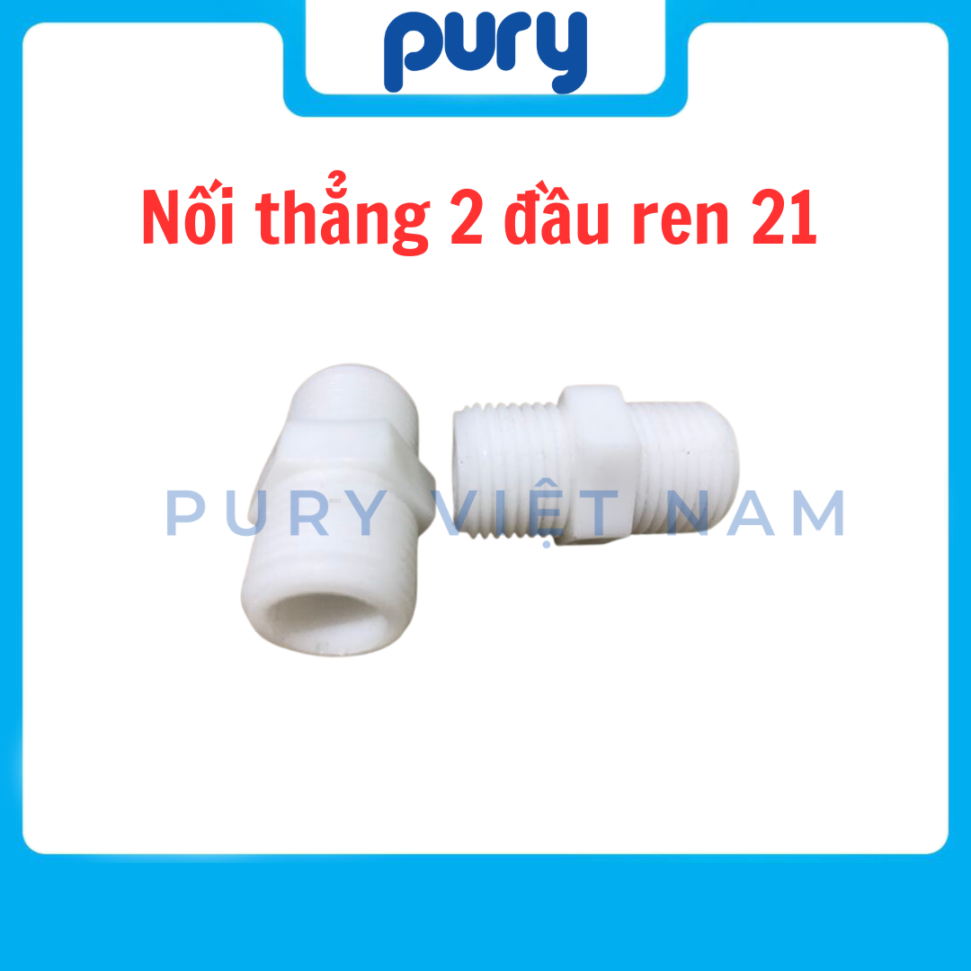 Nối thẳng 2 đầu ren 21 (21-21) phụ kiện lọc nước (tặng kèm ron)