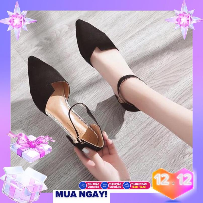 Giày cao gót vuông bảng xếp bít mũi sành điệu giá rẻ