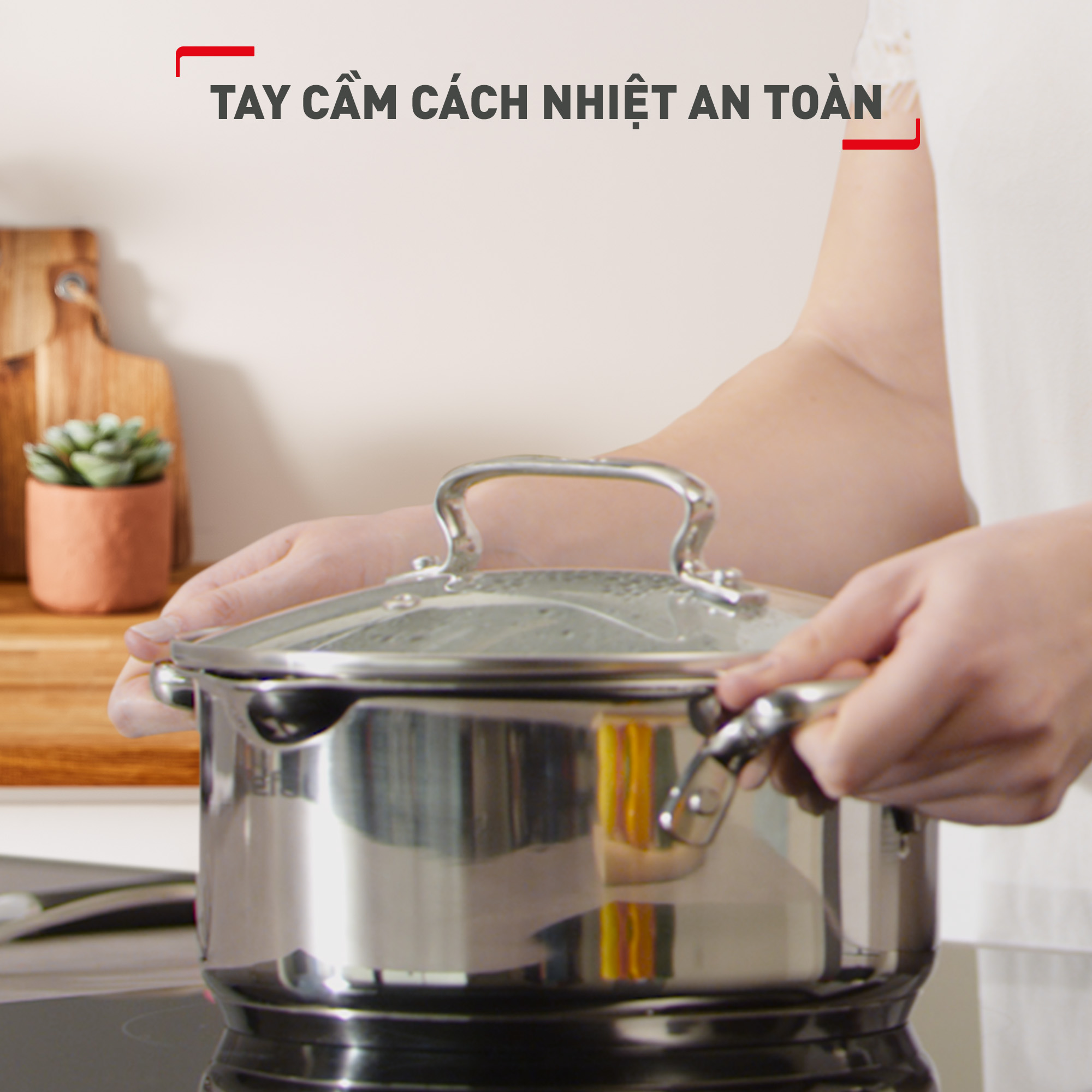 Bộ 3 nồi inox cao cấp Tefal Duetto Plus (Quánh 16cm - 1.4L, Nồi 20cm - 2.8L, Nồi 24cm - 4.9L)