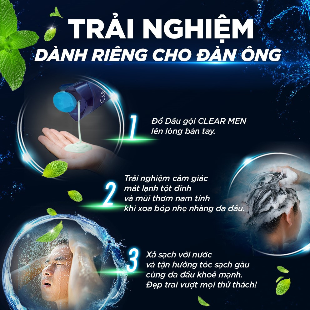 [HCM]Dầu gội Clear Men Bạc Hà mát lạnh