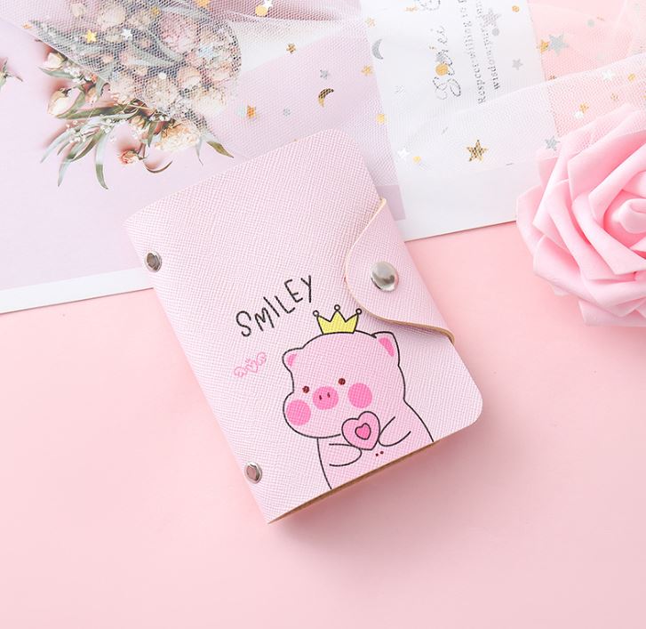 Bóp ví đựng thẻ hình heo hồng dễ thương