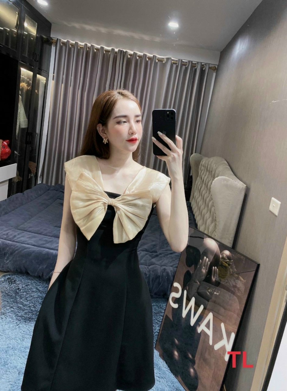Đầm Váy Nữ Nơ Ngực Siêu Xinh