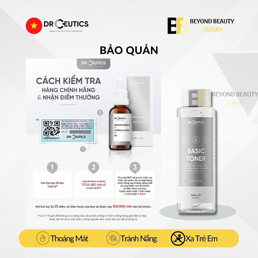 Dung Dịch Cân Bằng Da Basic Toner DrCeutics - Cấp Ẩm, Cân Bằng pH Cho Da Dầu Mụn | Beyond Beauty