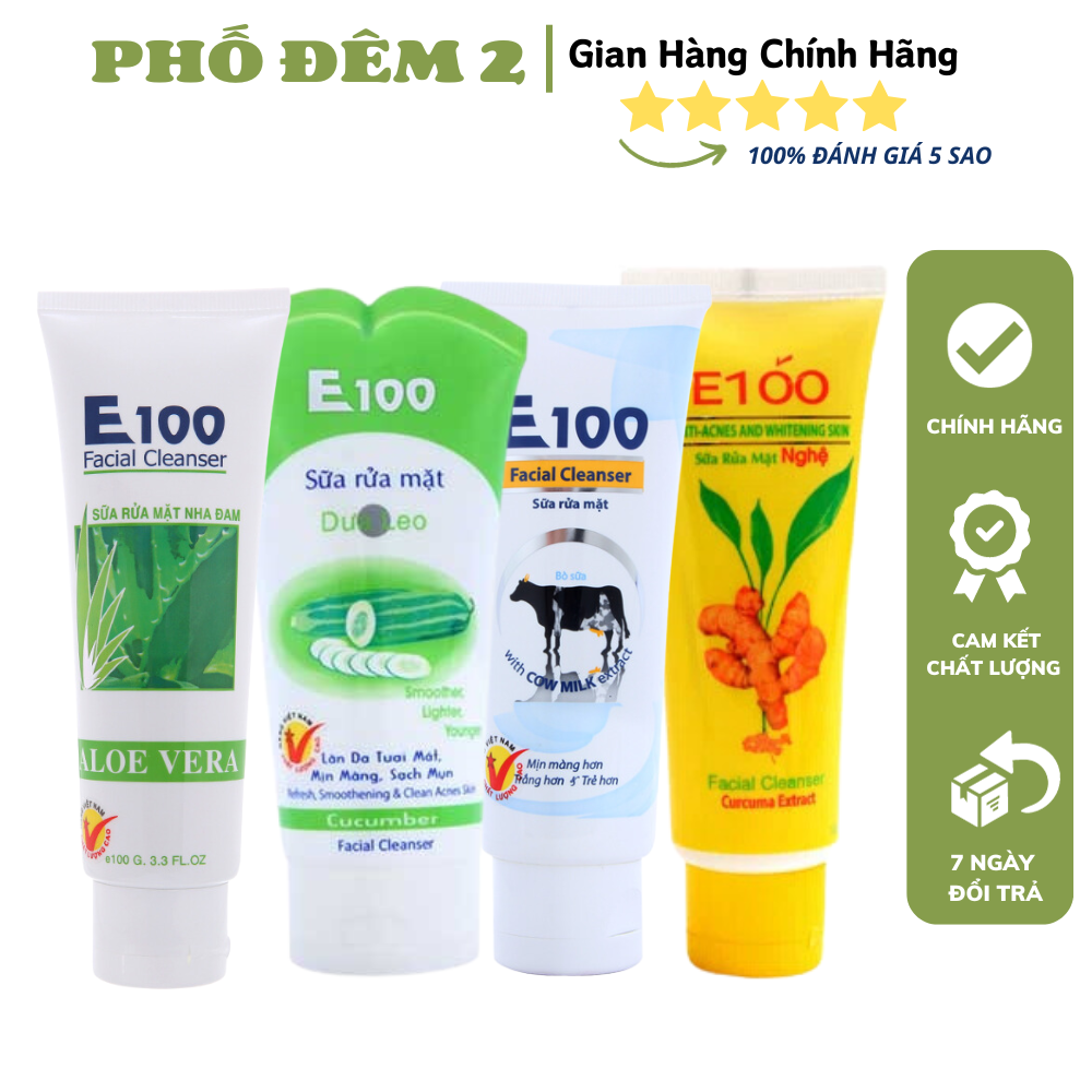 Sữa Rửa Mặt E100 ngừa mụn, sáng da chuẩn hàng