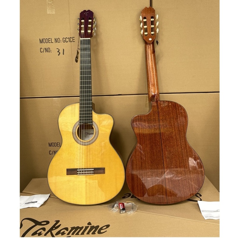 Guitar classic Takamine GC1CE dáng khuyết EQ (Tặng bao da 3 lớp, dây sơ cua, capo, móng gảy, lục chỉnh cần và dây đeo)