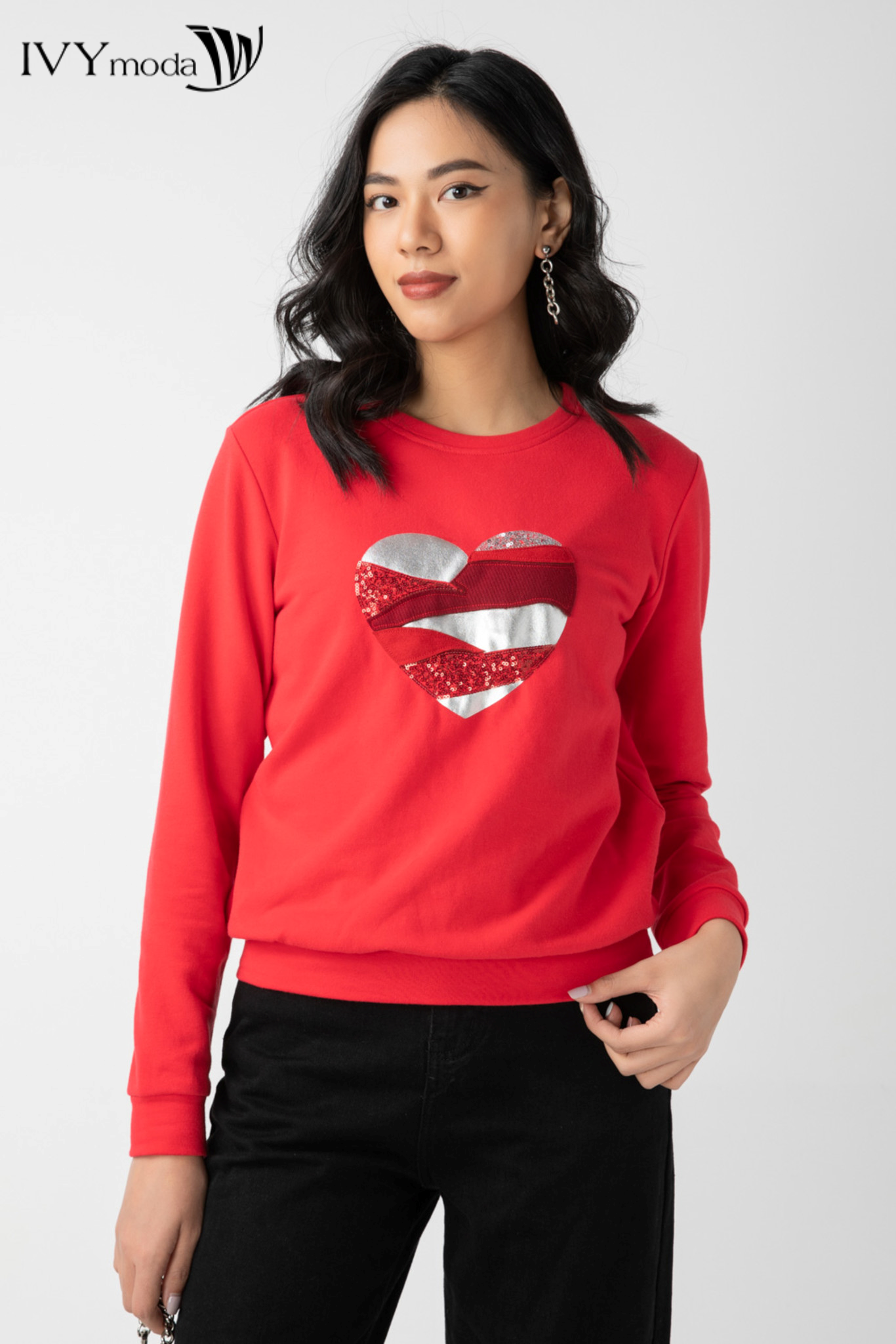 Áo sweater trái tim IVY moda MS 58B8815