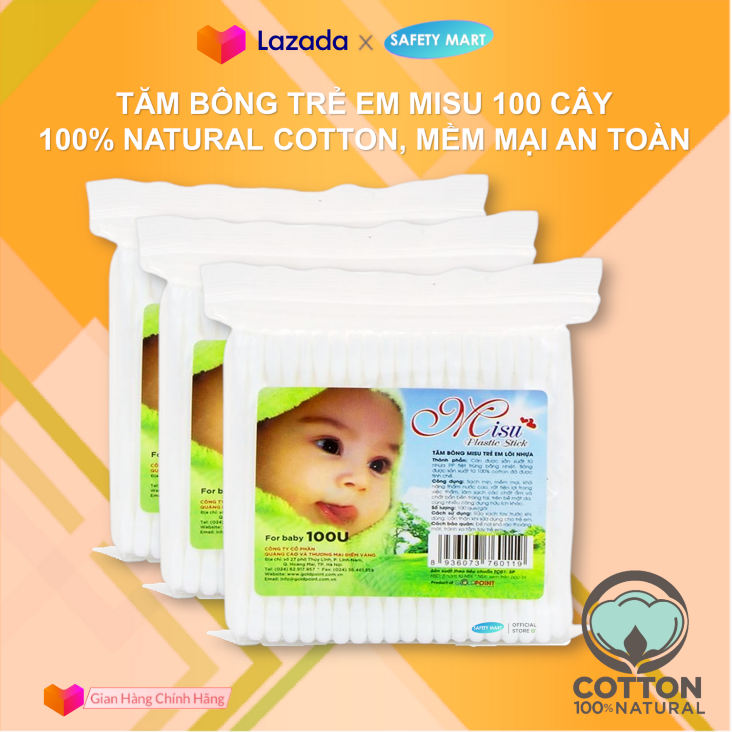 Package 100 Rod cotton swab Misu children plastic core protoplasmic wool cotton soft, cotton swab child senior multi-uses sanitary, makeup…, Cotton swab earwax children 100% cotton buds-genuine goods