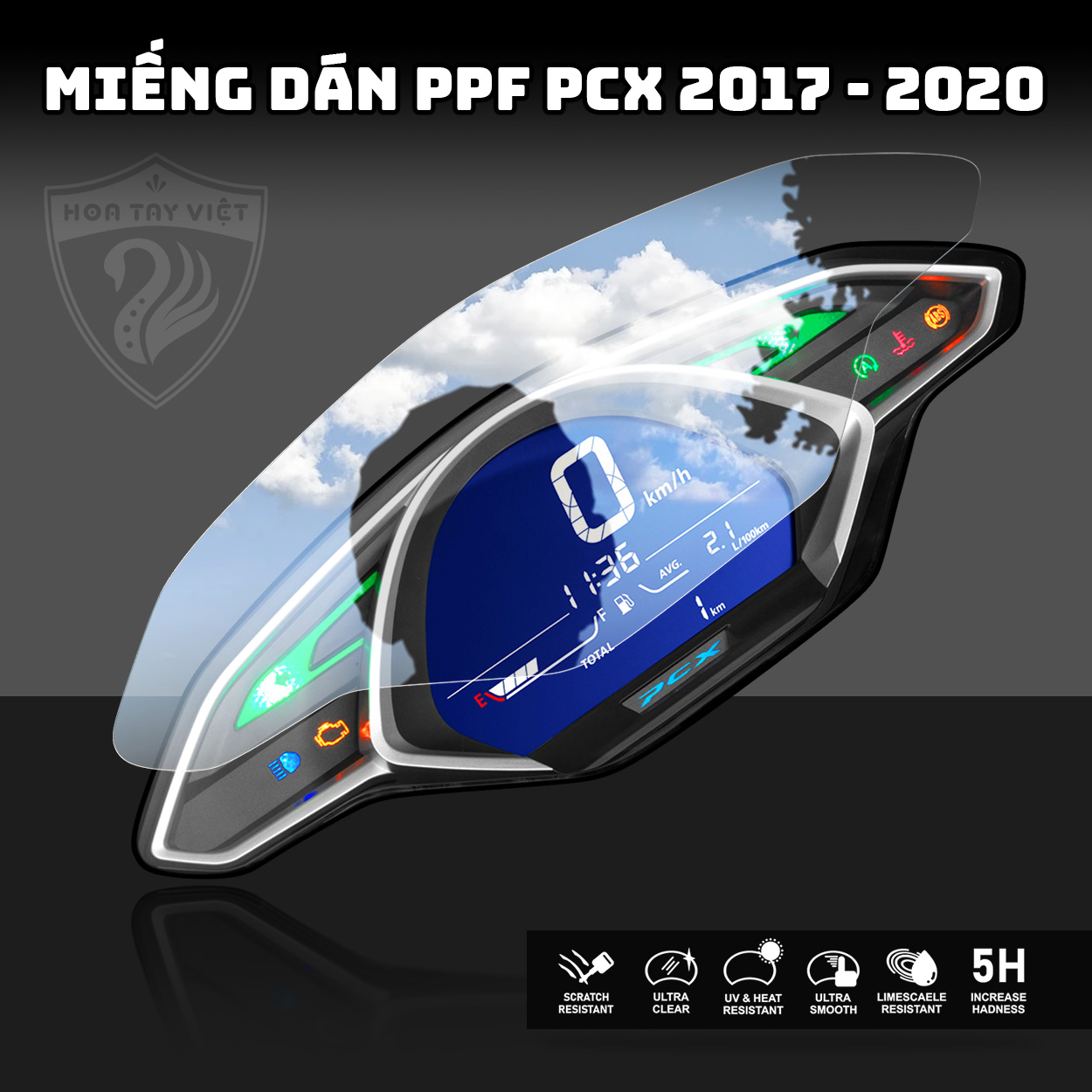 Miếng dán ppf bảo vệ mặt đồng hồ xe honda pcx 2017 - 2020