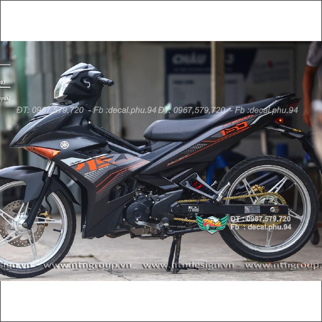 Tem rời Exciter 150 Y15zr cam đen nhám