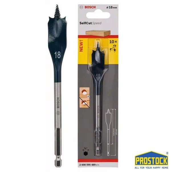 Mũi khoan (khoét) gỗ đuôi cá Bosch 18mm 2608595489