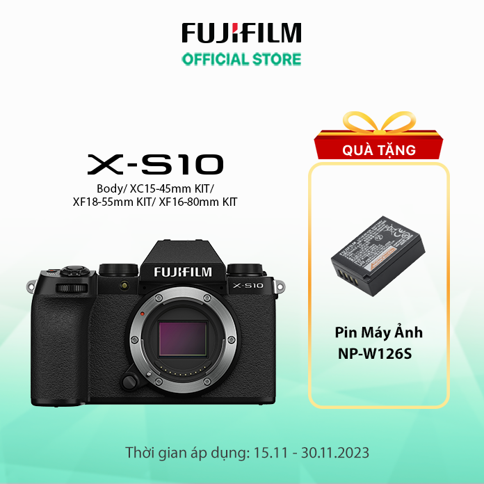 [Trả góp 0%]Máy ảnh kỹ thuật số Fujifilm X-S10 (Tặng kèm 1 Pin 126S)