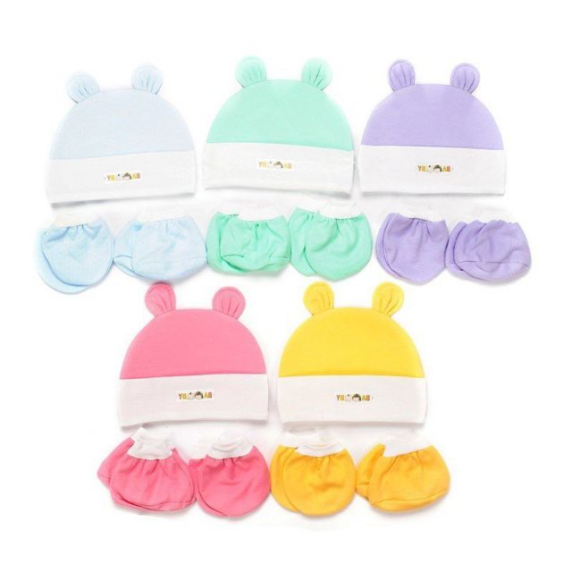 Bộ nón bao tay bao chân cho bé 5 nón + 5 bộ bao tay 5 bộ bao chân