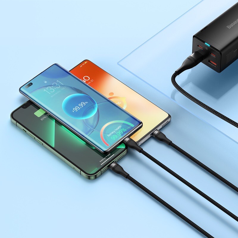 Cáp sạc nhanh 3 đầu Baseus Flash Series 3 in1 Plus (USB+ Type C to Micro+Lightning + Type C, 100W Quick Charge and Data Cable)