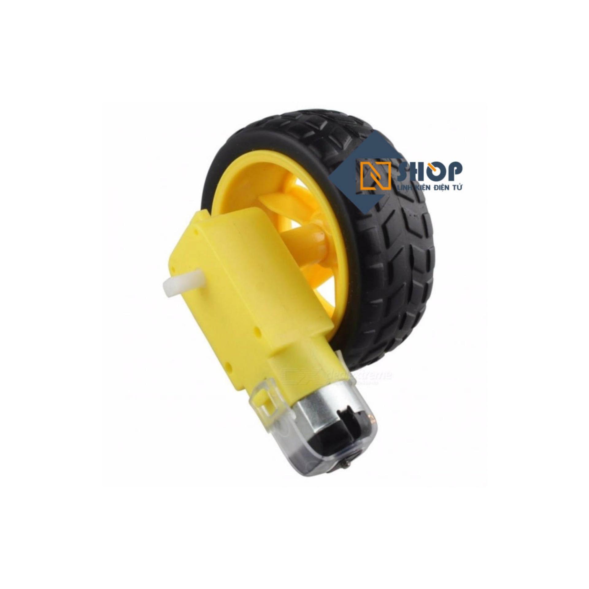 Động cơ giảm tốc vàng kèm bánh xe