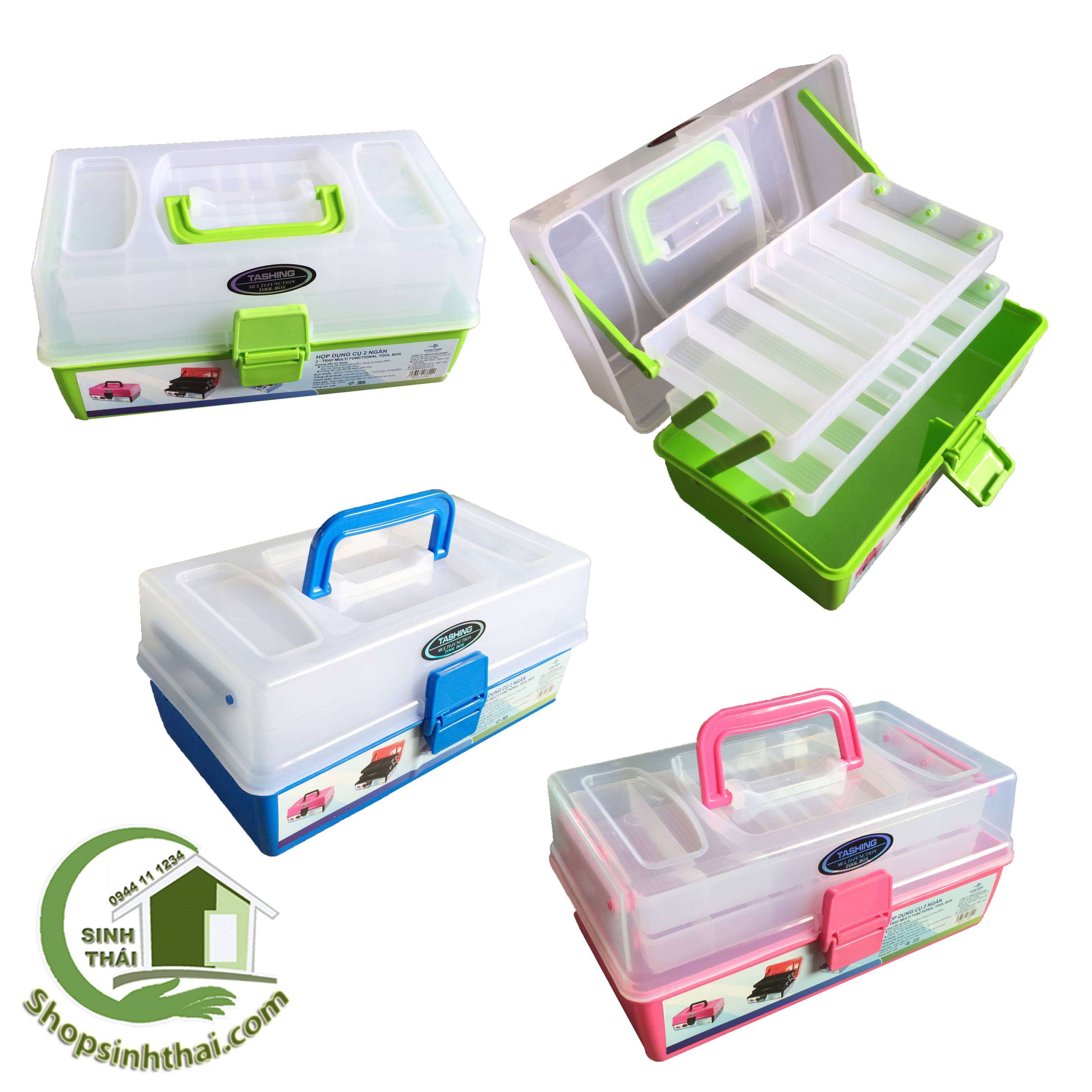 [HCM]Hộp đựng dụng cụ đồ nghề đa năng hai tầng thùng đựng đồ nghề câu cá đựng đồ trang điểm 30cm x 17cm