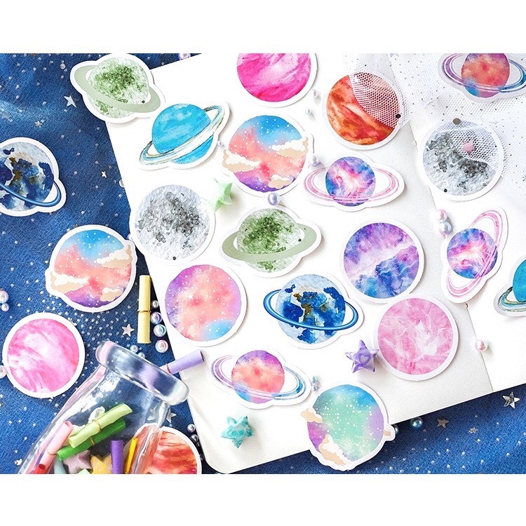 HỘP 45 STICKER HÀNH TINH TÍM