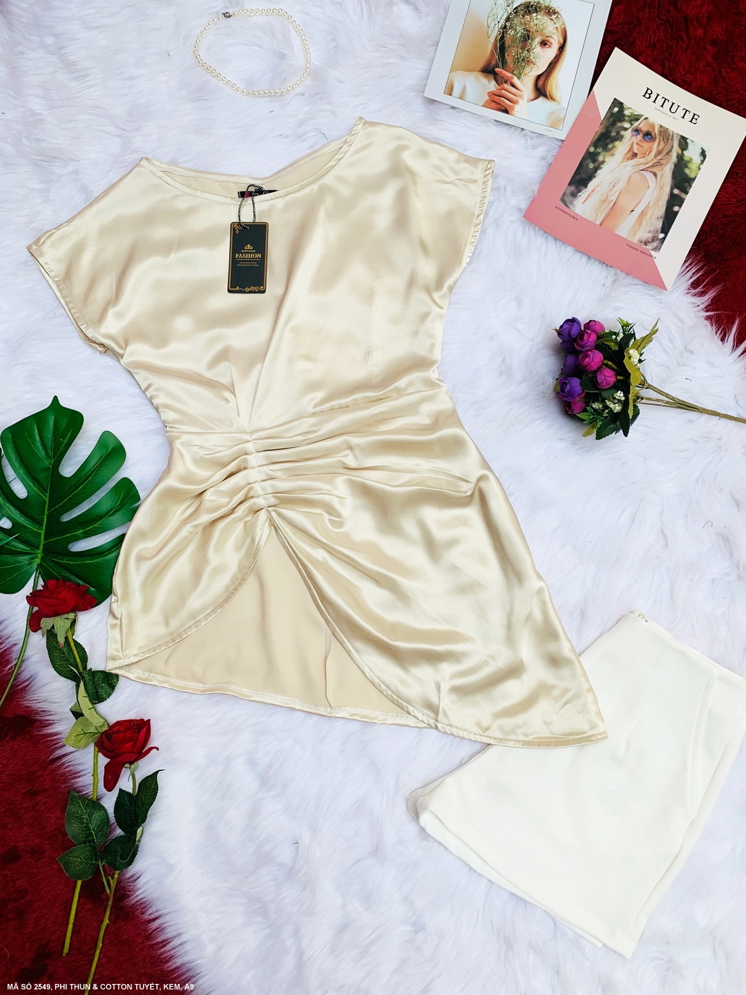 MYDU SHOP | MS 2549 Set Bộ Quần Sọt Màu Kem – Nhẹ Nhàng, Thanh Lịch, Dễ Mặc