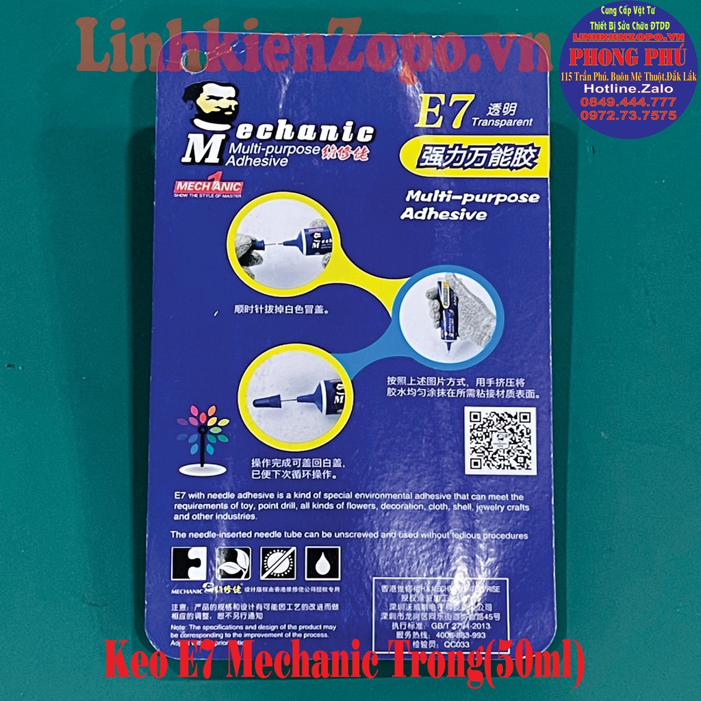 Keo Mechanic E7 (loại trong 50ml) dán Ron, dán Lưng, dán Màn Hình BenZen( dính chặt, nhanh khô, chống nước)