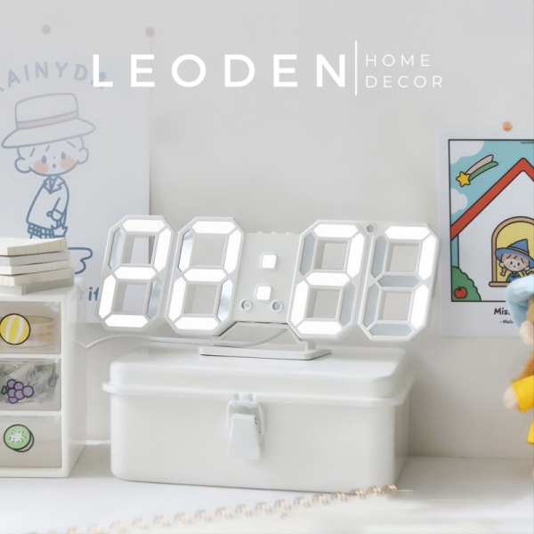 3QmxmskY Đồng hồ led để bàn 3d thông minh có báo thức đồng hồ trang trí phòng ngủ - LEODEN Decor