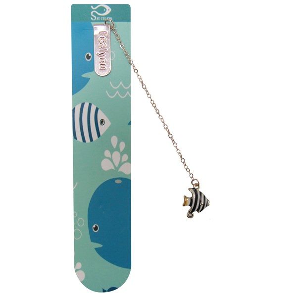 [HCM]Bookmark Kẹp Sách Kim Loại Phối Charm Hình Con Cá