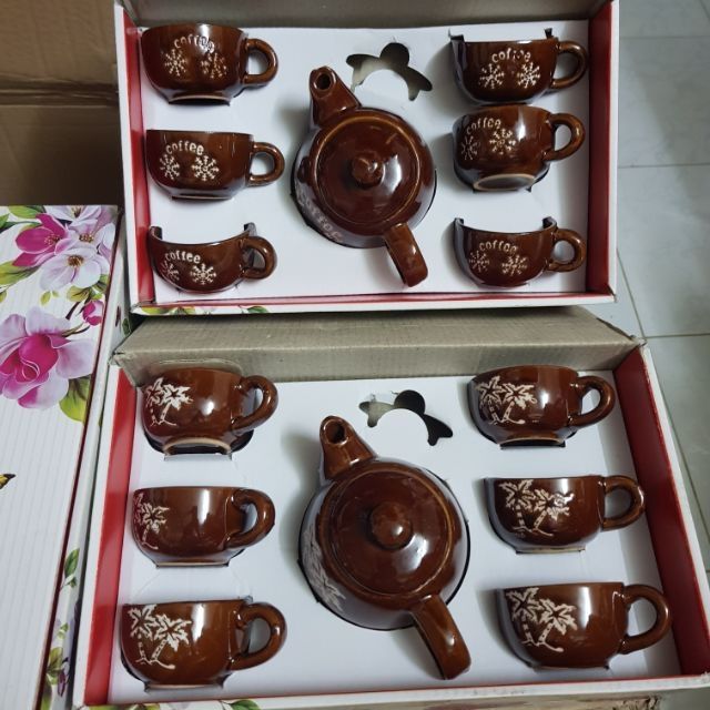 [Rẻ Vô Địch] Bộ ấm chén sứ cao cấp hoa văn