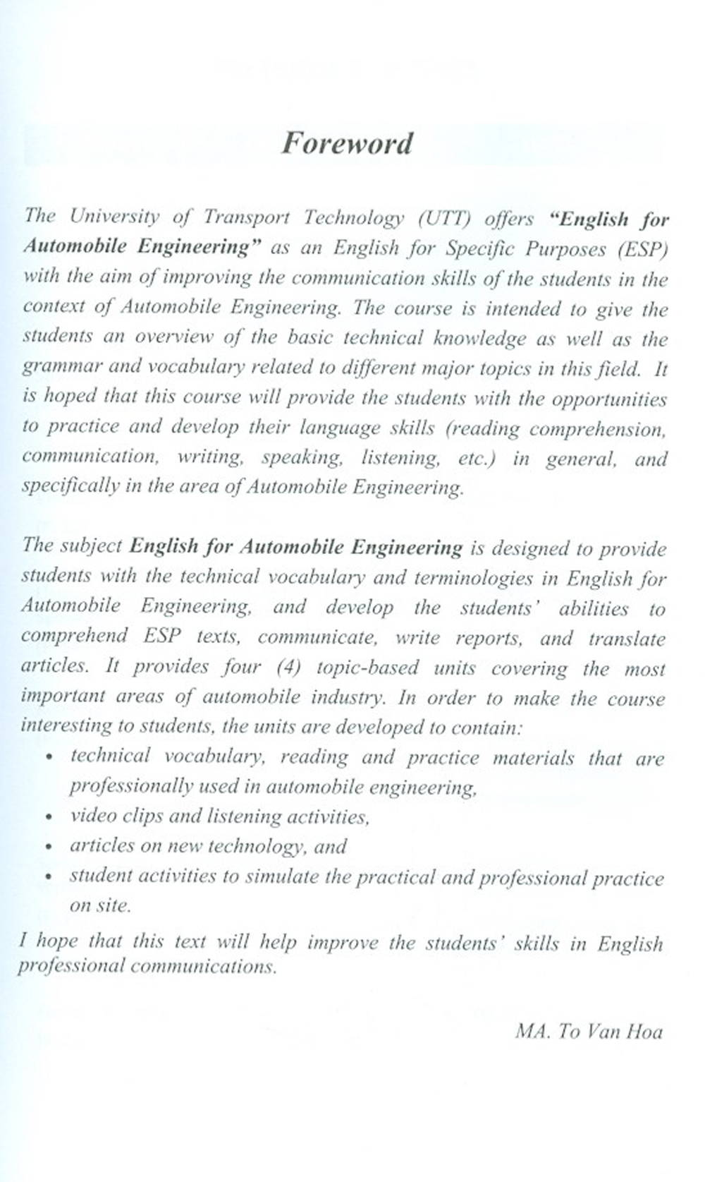 English For Automobile Engineering