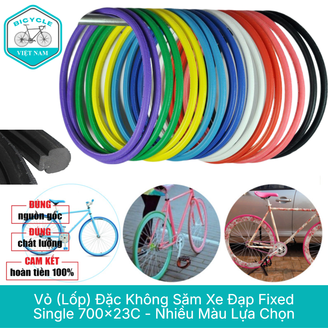 Vỏ Lốp Đặc Không Săm Xe Đạp Fixed Gear / Single Speed 700x23C – Nhiều Màu, Bền Bỉ, Không Lo Thủng