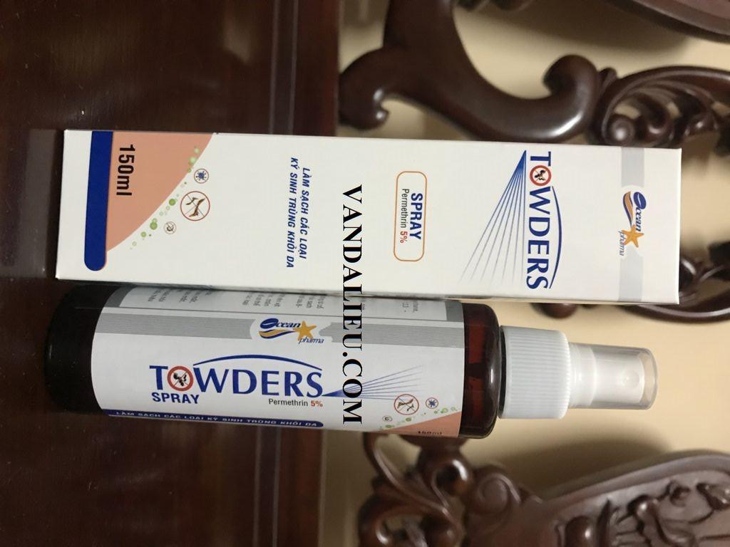 CHAI XỊT GHẺ -TOWDERS SPRAY 150ML. PERMETHRIN 5%.