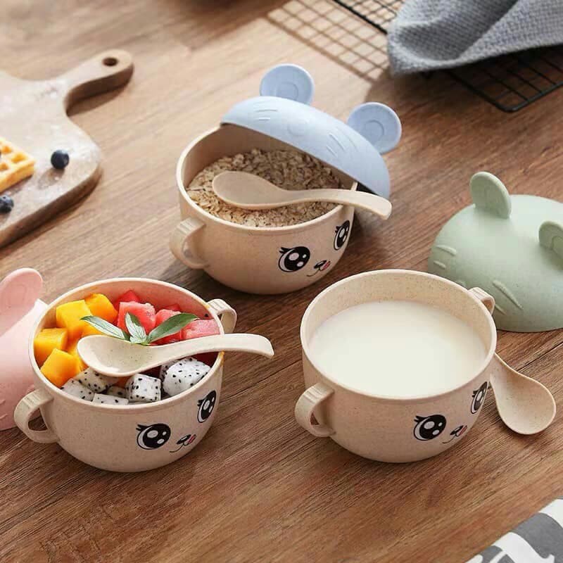 Bát lúa mạch có nắp + thìa