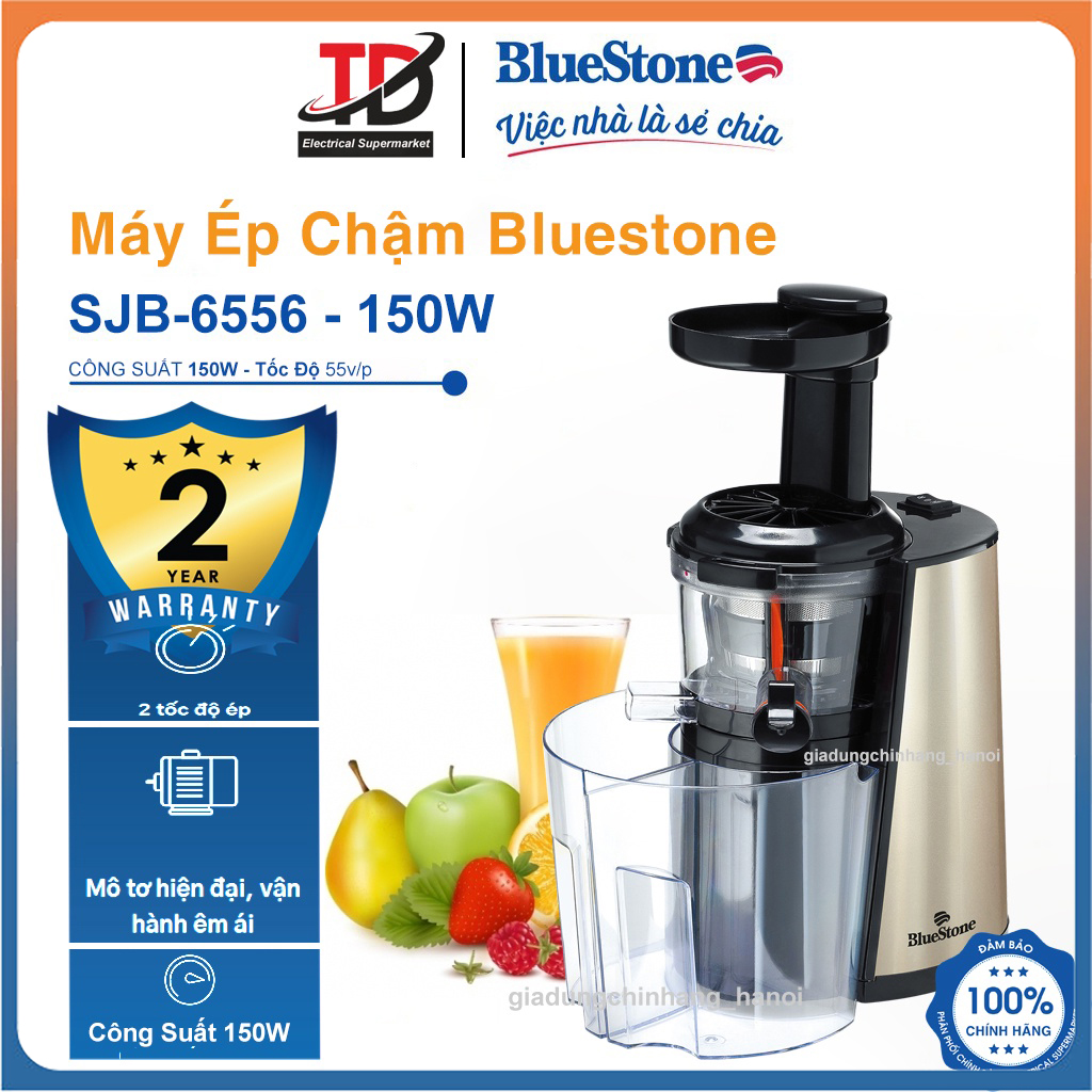 Máy ép chậm bluestone sjb-6556, ép trái cây rau củ quả kiệt bã - bảo hành chính hãng 2 năm