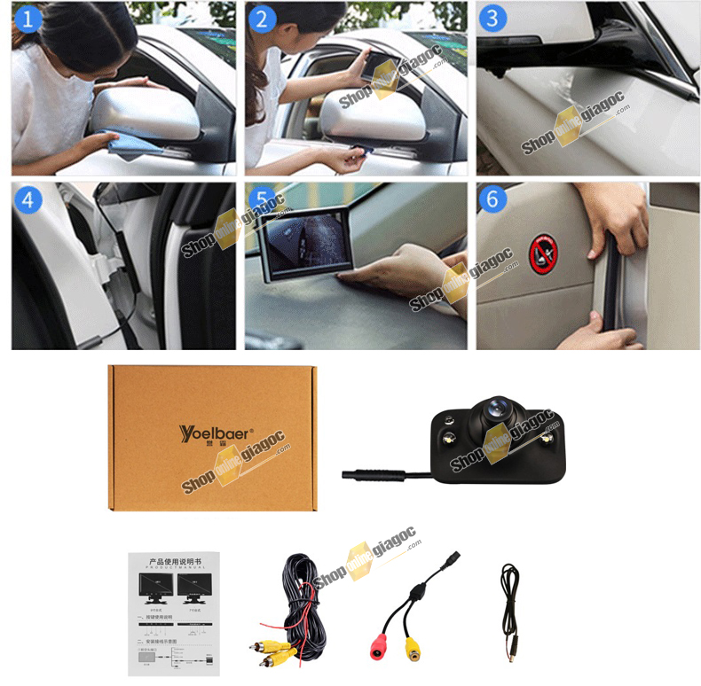 Combo Camera Cập Lề Ô Tô + Màn Hình 5 Inch 480x272P