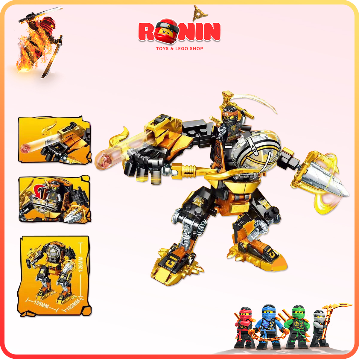 [💖Ninjago💖] Bồ Đồ Chơi Lắp Ráp Ninjago : Samurai X MECH Của Cole 8in1