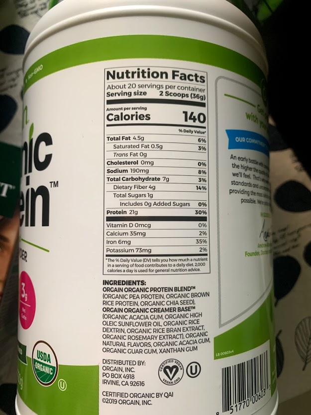 [MẪU MỚI, MÙI MỚI THEO MÙA] BỘT ĐẠM THỰC VẬT HỮU CƠ ORGAIN ORGANIC PROTEIN 462GR