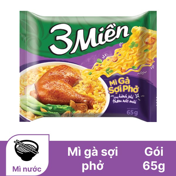 CB 15 GÓI MÌ 3 MIỀN REEVA GÀ SỢI PHỞ 65GR - B