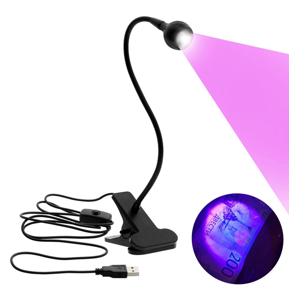 Đèn UV Mini tia cực tím có kẹp chuyên dùng sấy keo UV